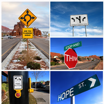 Street signs in Southern Utah